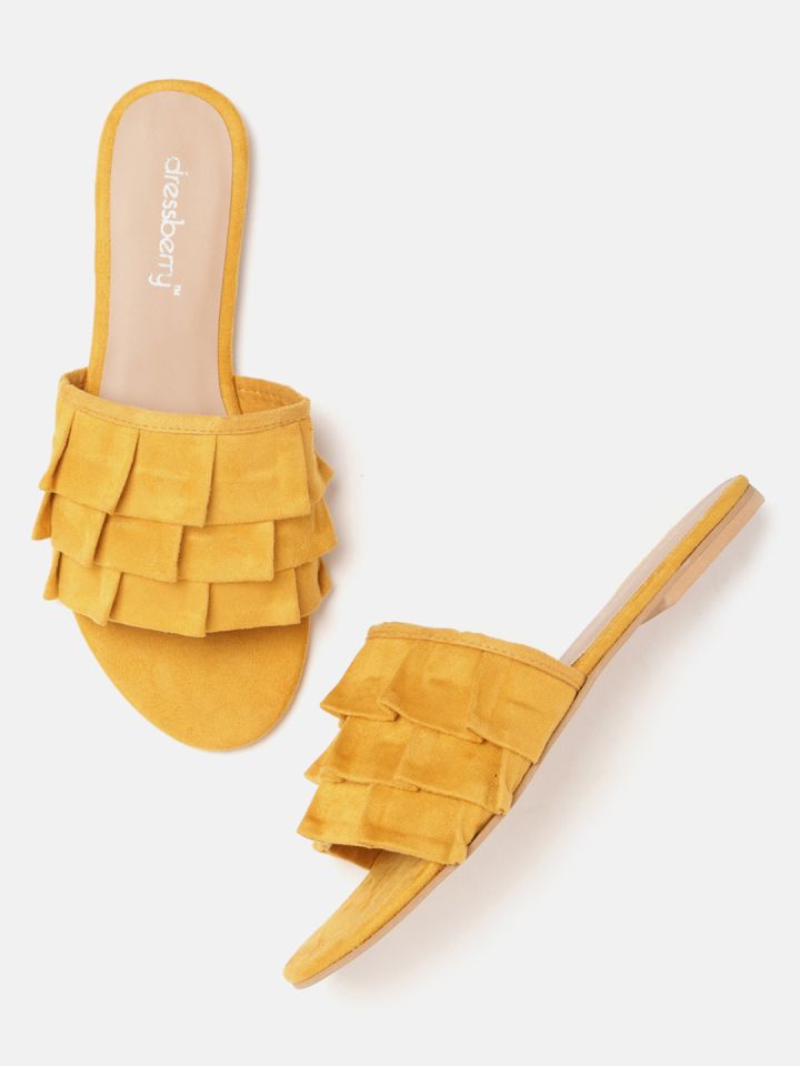 yellow peep toe flats