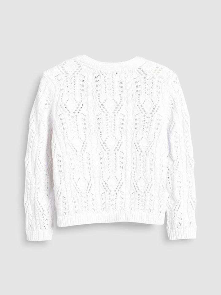 Buy Next Girls White Self Design Cardigan Sweater Sweaters for