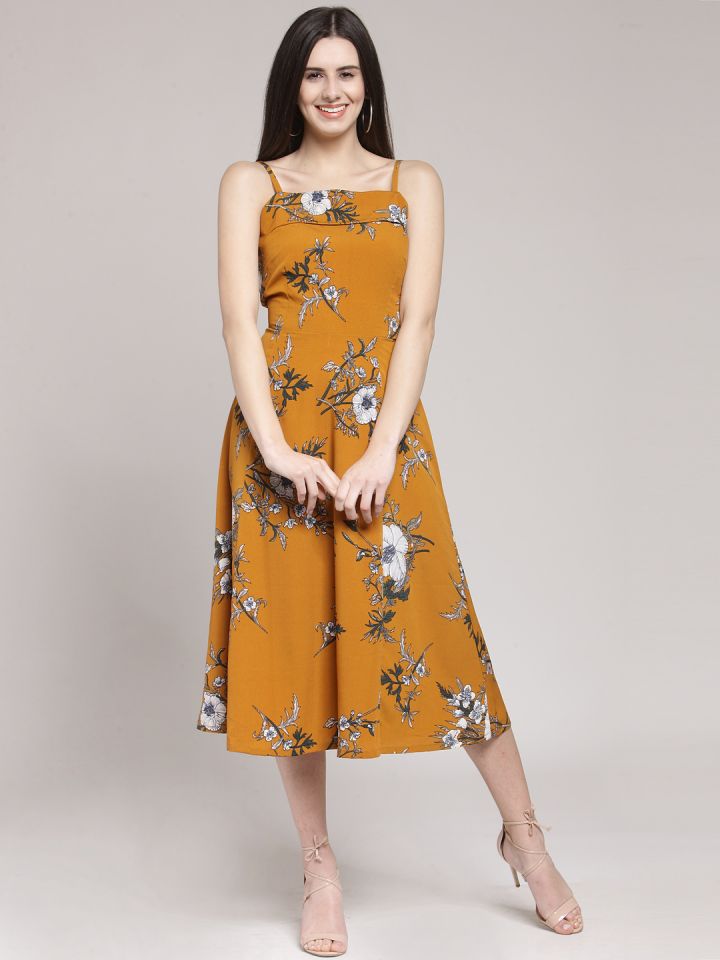 Mustard fit shop and flare dress