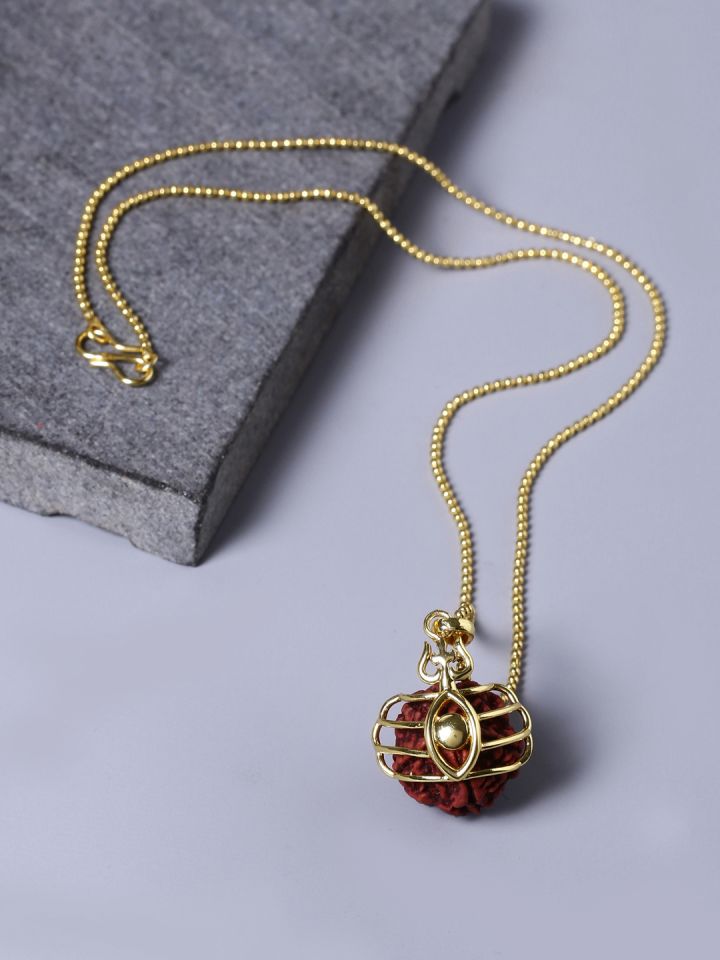 Buy Dare By Voylla Men Yellow Gold Plated Pendant With Chain