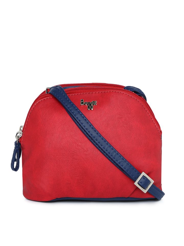 baggit red solid sling bag