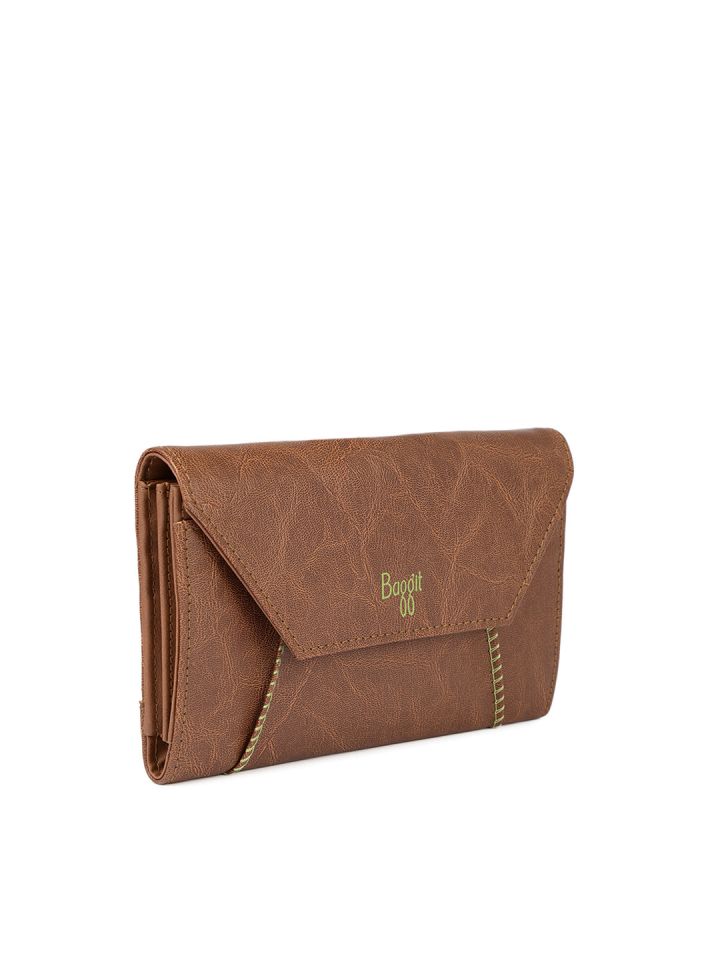 Buy Baggit Women Brown Textured Two Fold Wallet Wallets for