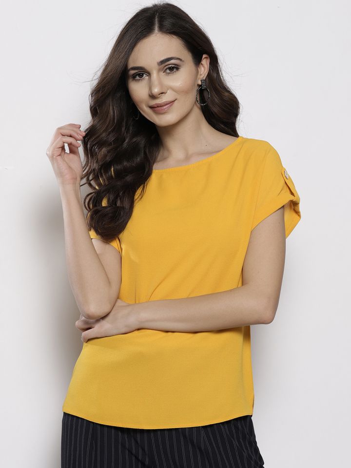 DOROTHY PERKINS Women Yellow Solid Top
