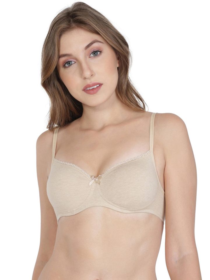 Jockey 1723 Wirefree Padded Cotton Elastane Medium Coverage T-Shirt Bra -  White