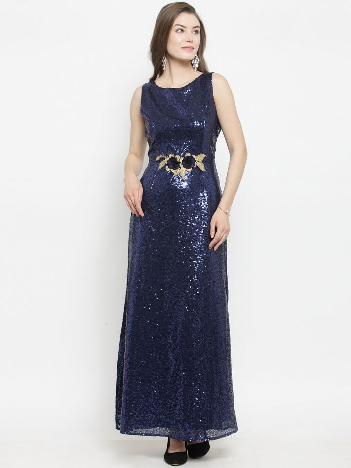 navy blue embellished dress