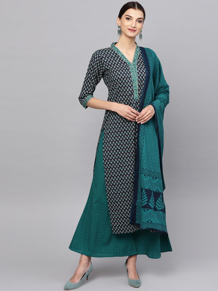 Buy Libas Women Navy Blue \u0026 Green