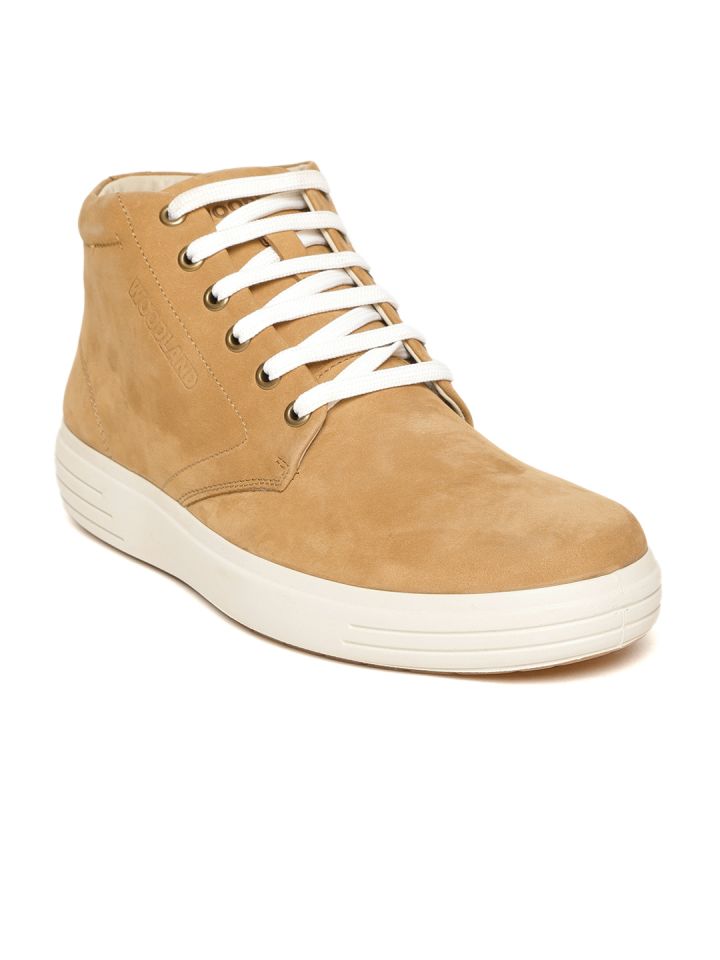 Buy Woodland Men Brown Solid Nubuck Leather Mid Top Sneakers
