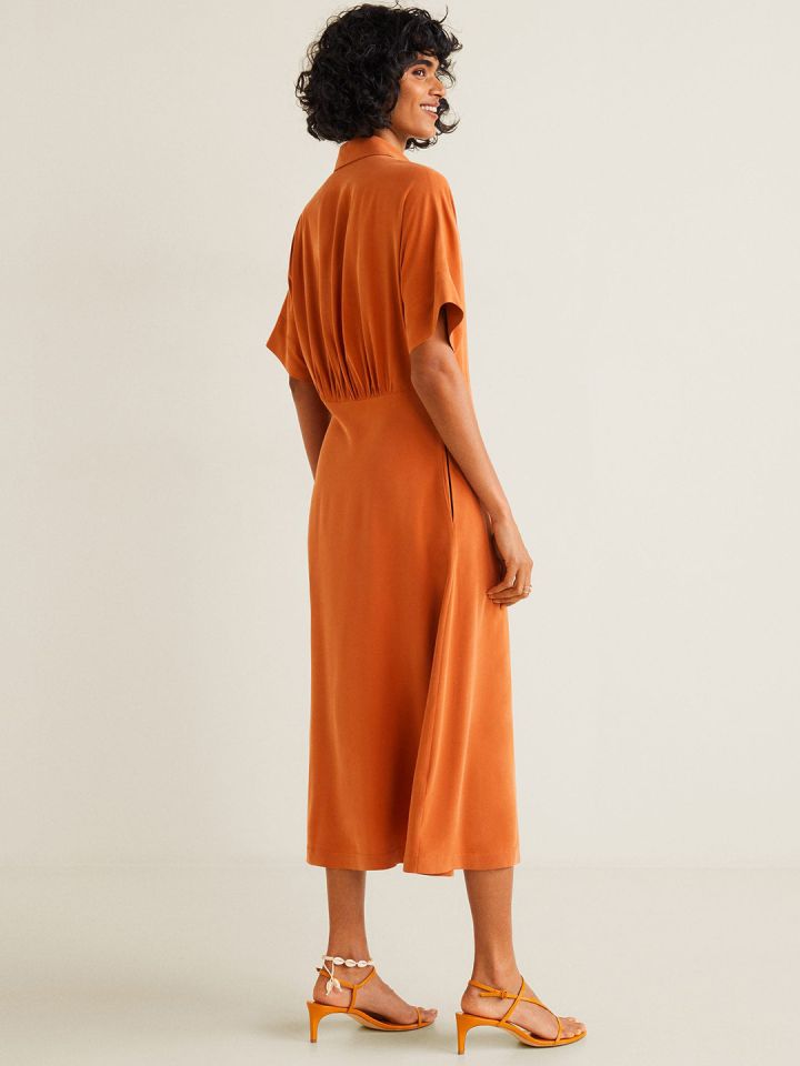 Buy MANGO Women Orange Solid Shirt Dress Dresses for Women
