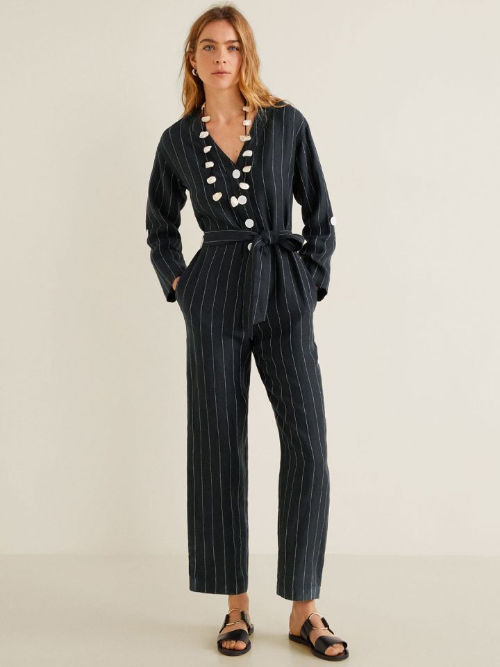 Striped jumpsuit myntra sale