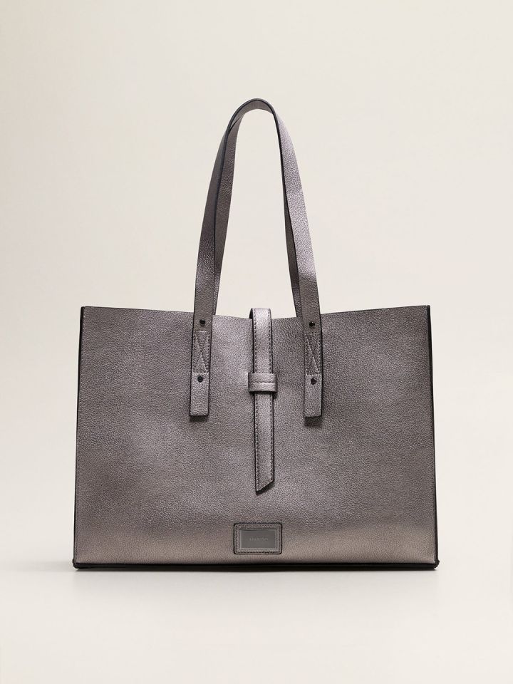 Buy MANGO Gunmetal Toned Solid Shoulder Bag Handbags for