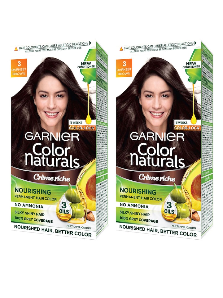 Buy Garnier Women Set Of 2 Darkest Brown Color Naturals Hair Colour 3 - Hair  Colour for Women 9350633 | Myntra