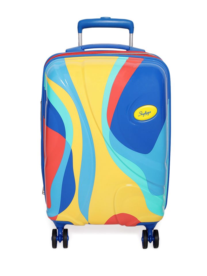 Buy Skybags Unisex Blue Printed Hard Sided Cabin Trolley Bag