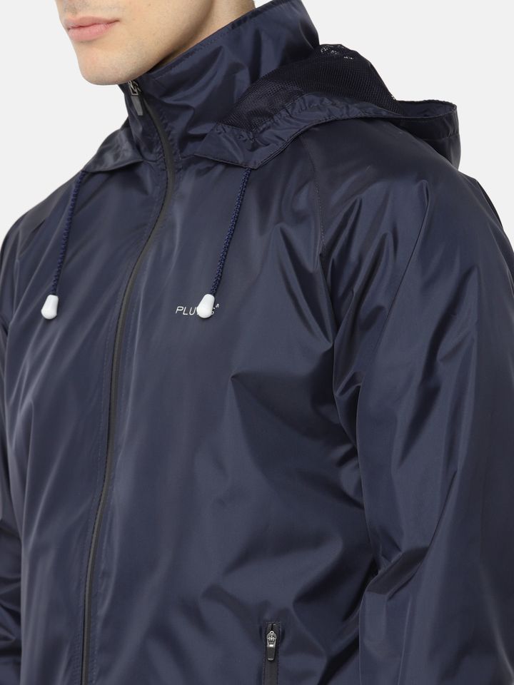 Buy Plutus Men Navy Blue Solid Hooded 
