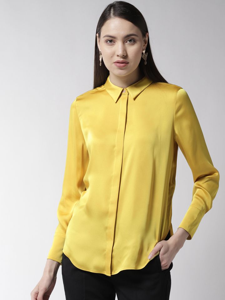 Marks Spencer Women Mustard Yellow Regular Fit Solid Casual Shirt