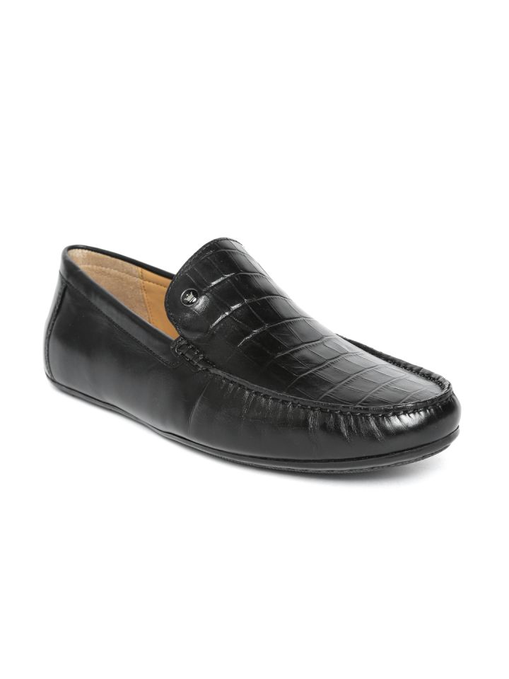 LOUIS PHILIPPE Croc-Embossed Bit Loafers For Men (Black, 8)