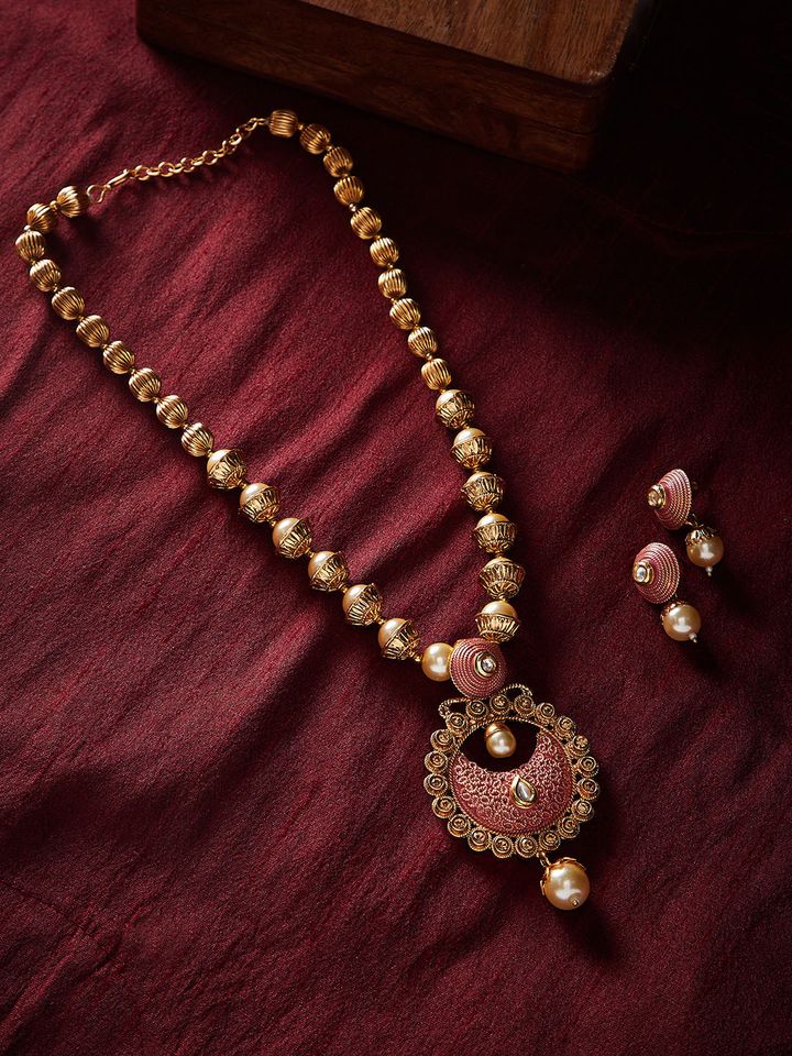 Buy PANASH Women Gold Plated, Pink 