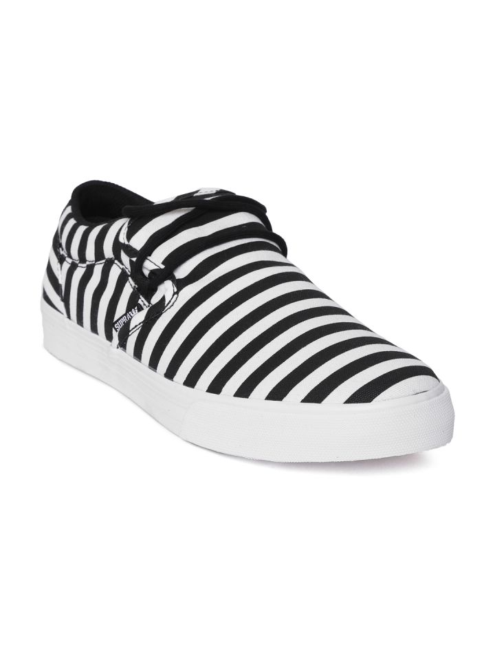 black and white striped sneakers