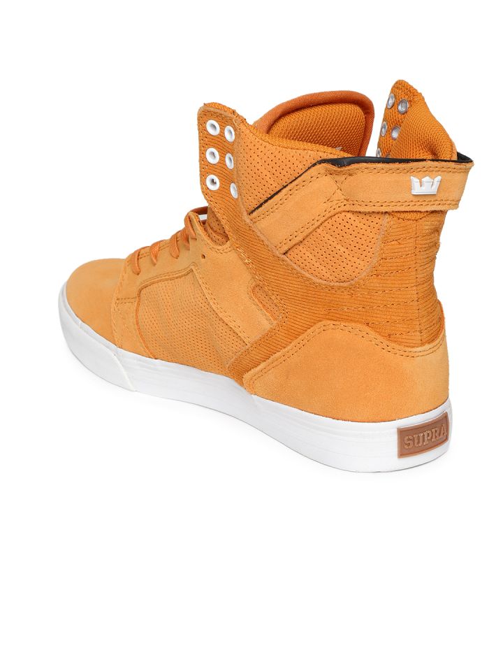 Buy Supra Men Orange Skytop Suede Mid Top Sneakers Casual Shoes