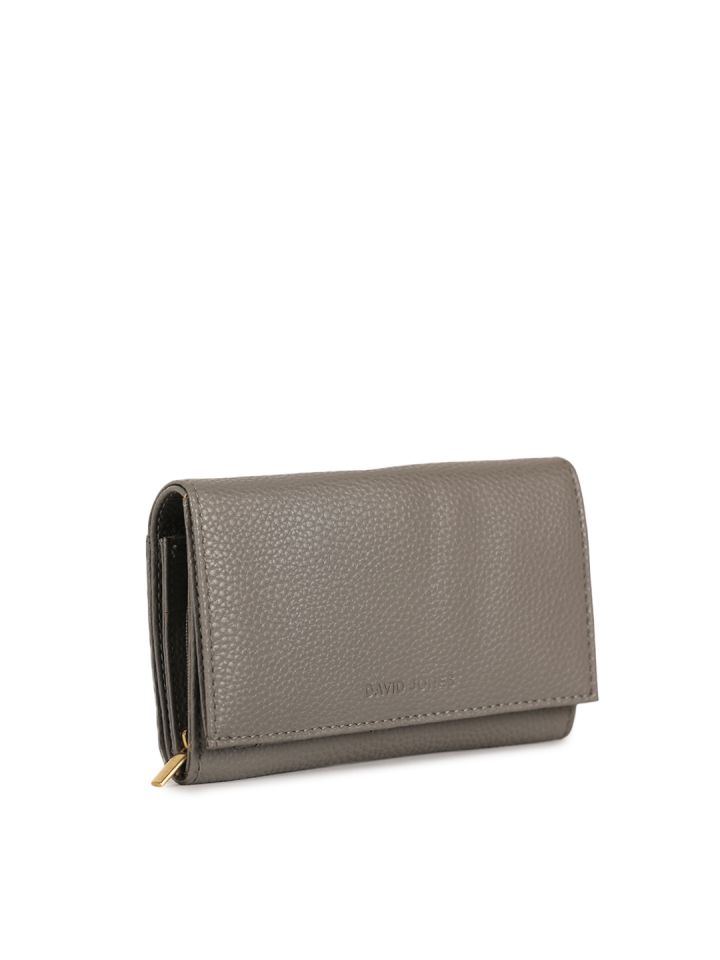 Buy David Jones Women Grey Solid Two Fold Wallet Wallets for