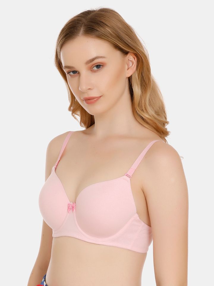 Zivame Pink Solid Underwired Lightly Padded T-shirt Bra ZI1456FASHAPINK