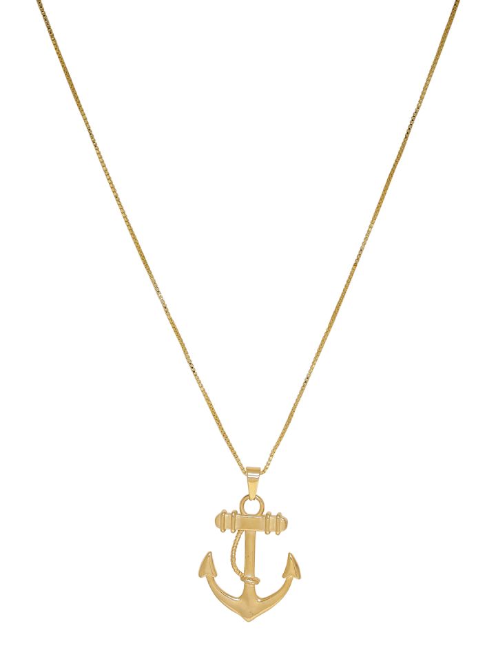 Buy Dare By Voylla Men Gold Plated Anchor Shaped Pendant With