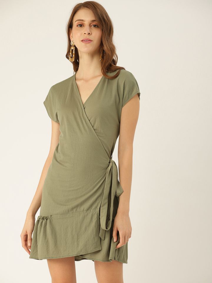 olive wrap dress