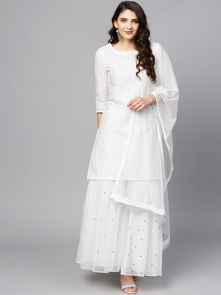 simple white sharara dress