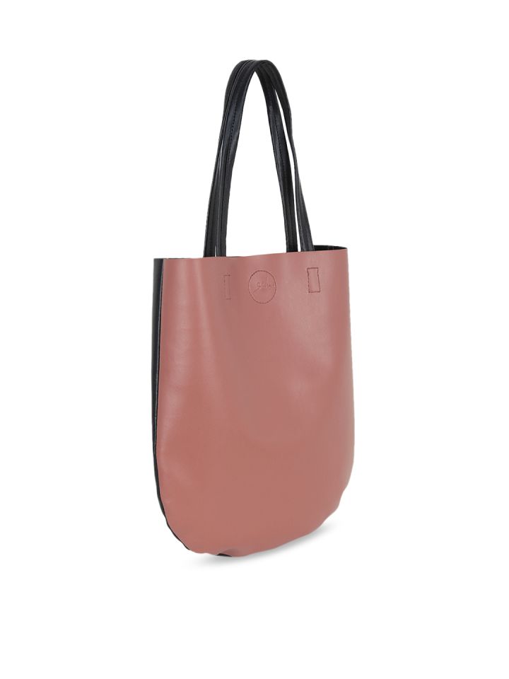 Buy Yelloe Women Pack Of 2 Peach Coloured Solid Tote Bag