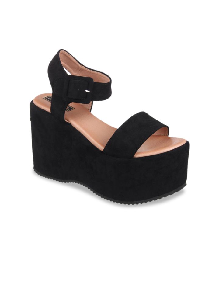 Buy Flat N Heels Women Black Solid Sandals Heels for Women