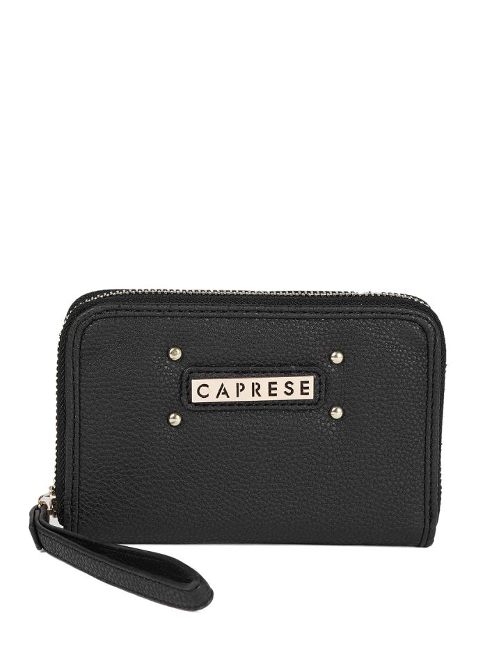 Buy Caprese Women Black Solid Zip Around Wallet Wallets for