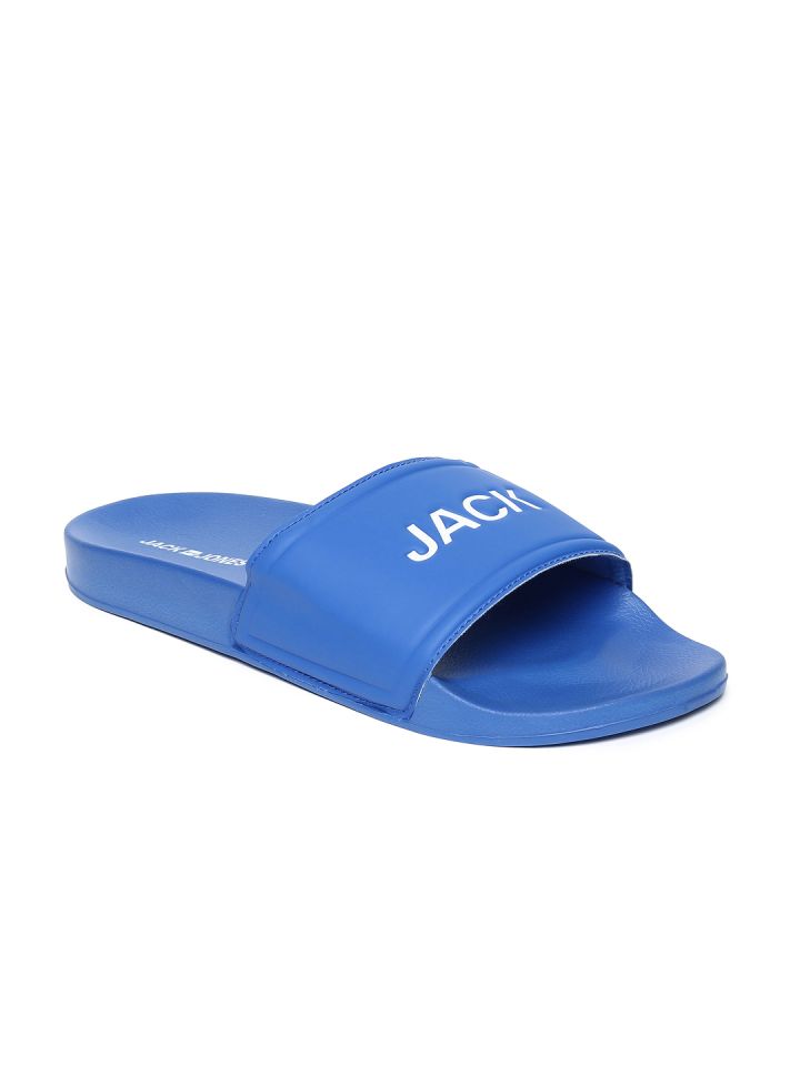 Buy Jack Jones Men Blue Printed Sliders Flip Flops for Men