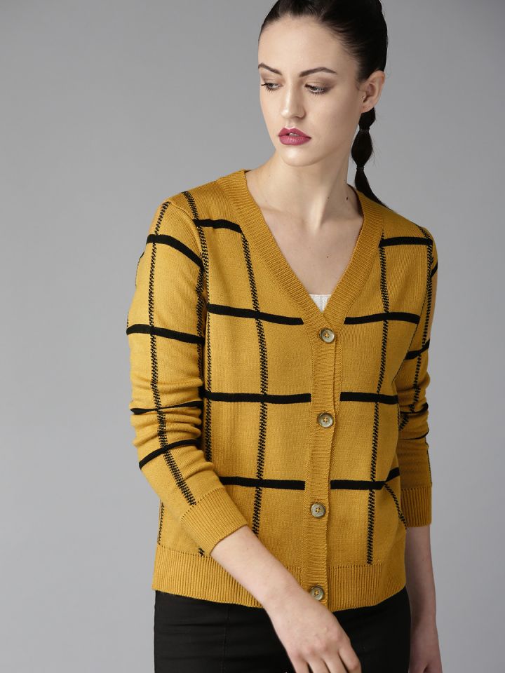 womens mustard cardigan