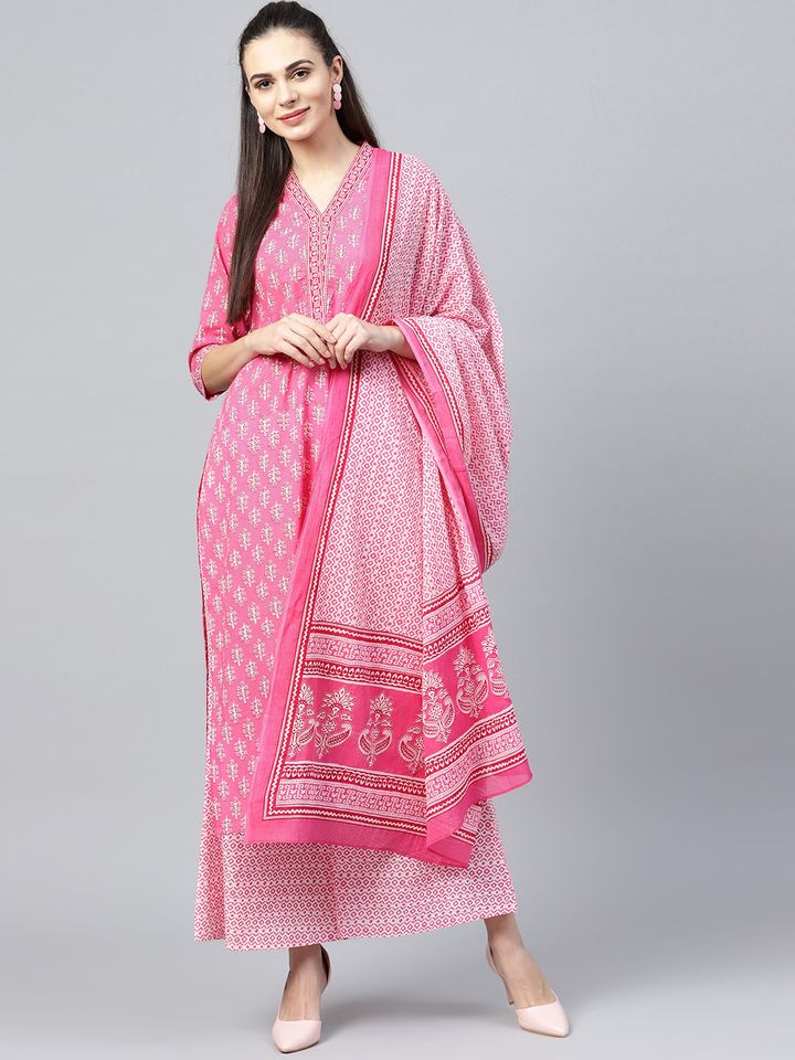 Libas pink palazzo kurta set clearance