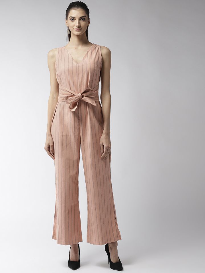 pink and black striped jumpsuit