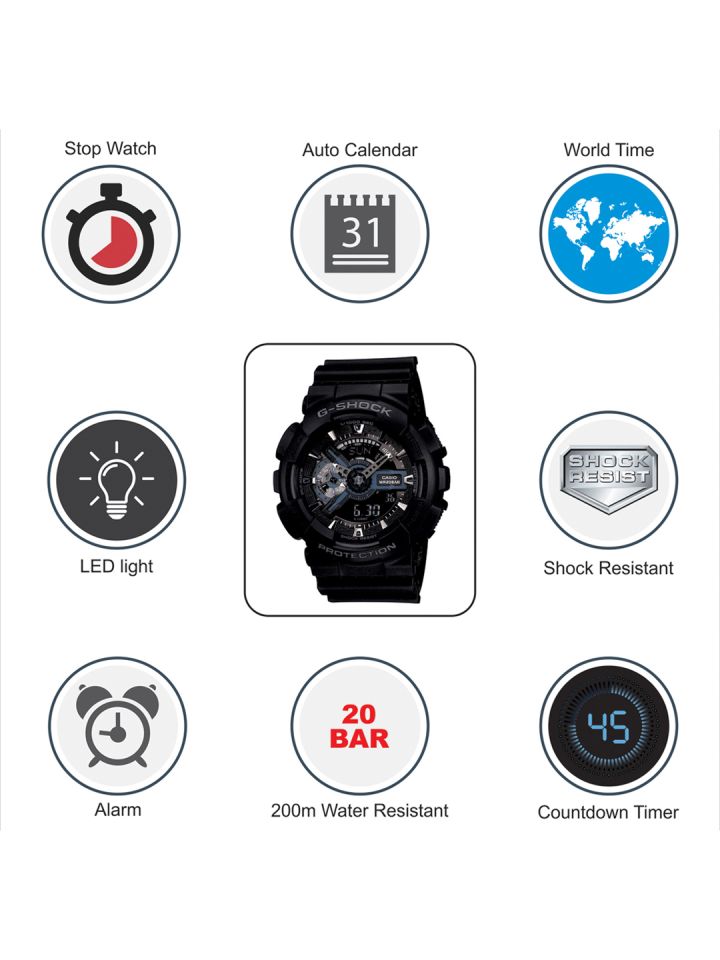 CASIO G Shock Men Black Dial Extra Large Combination Watch GA 110 1BDR G317