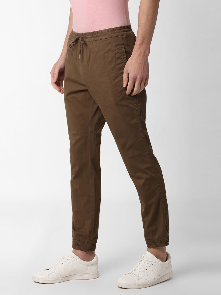 Buy Peter England Casuals Men Brown Regular Fit Solid Joggers