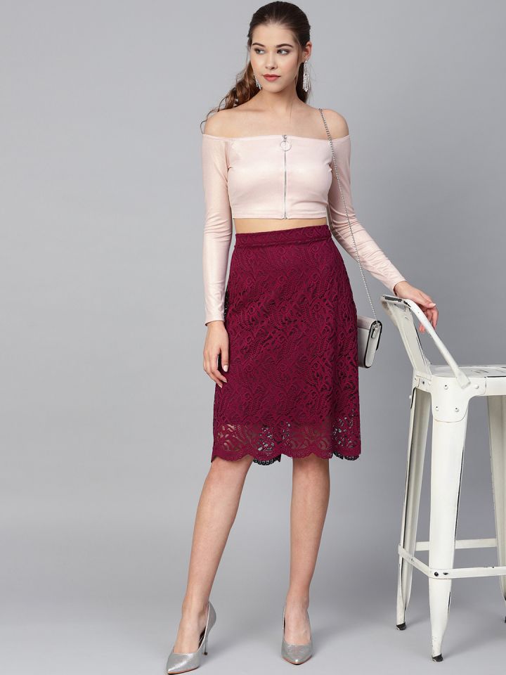 Maroon a line skirt discount