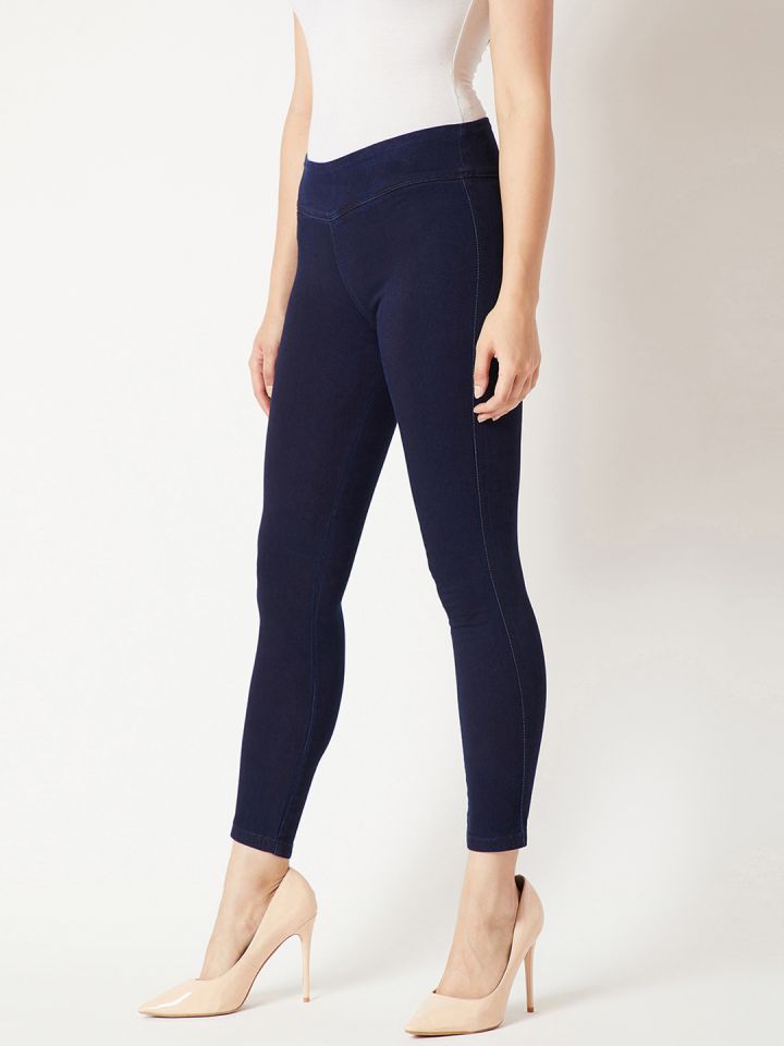 Miss Chase Women Navy Blue Solid Skinny-Fit Jeggings
