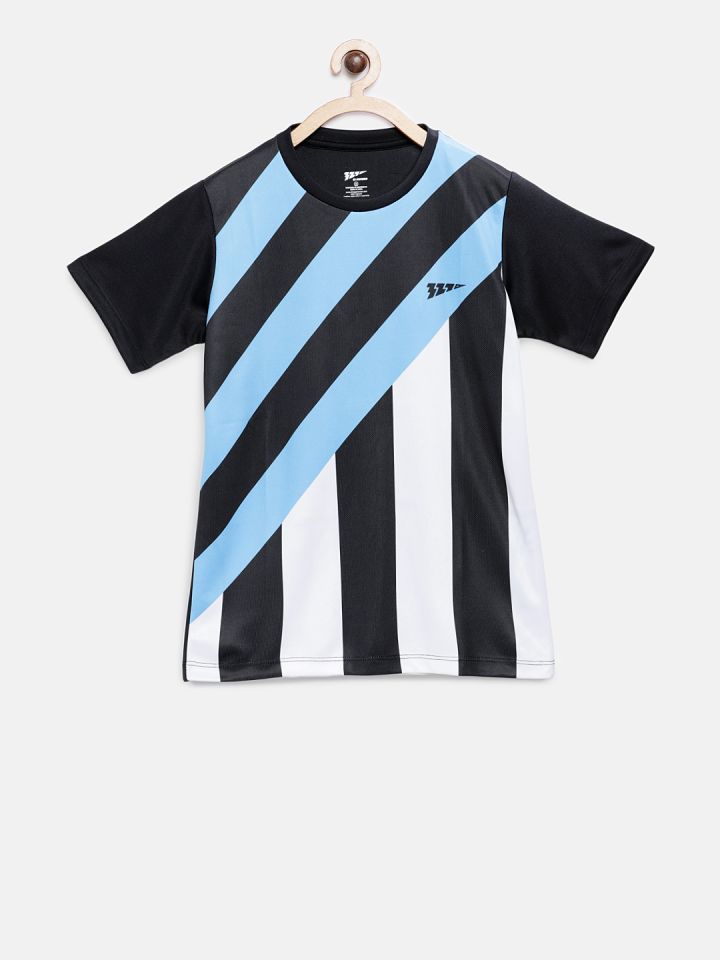 Buy 321 Sportswear Boys Black Blue Striped Round Neck T Shirt