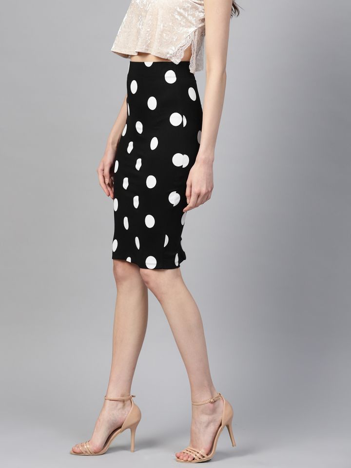 Polka dot pencil clearance skirt knee length