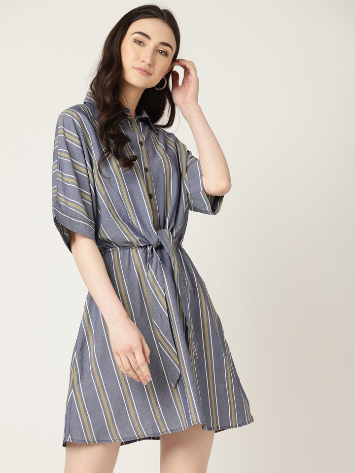 mango striped shirt dress