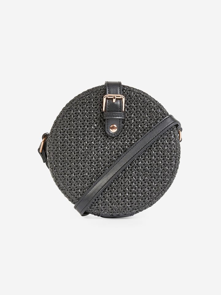 DOROTHY PERKINS Black Self Design Circular Sling Bag