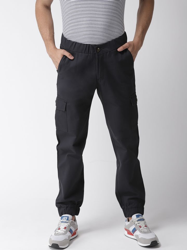 Buy Hubberholme Men Navy Blue Slim Fit Solid Cargo Joggers