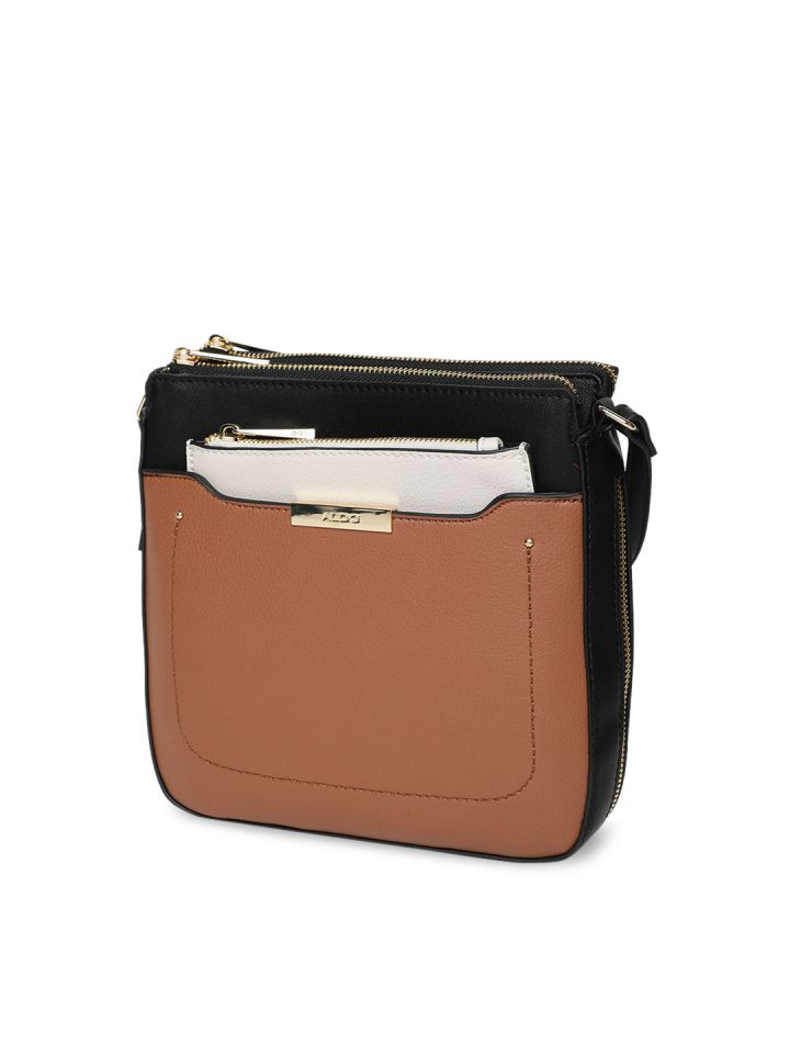 ALDO Brown Black Colourblocked Sling Bag