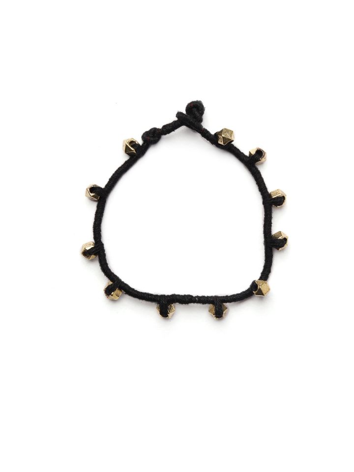 Tjori Tribal Coins Black Thread Anklet : : Fashion