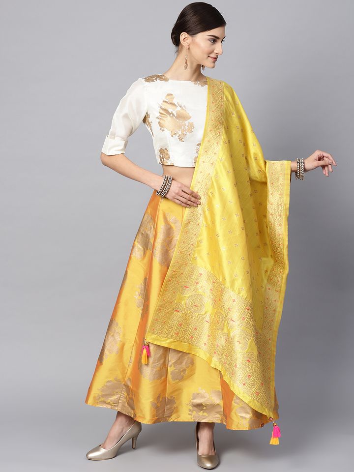 Buy Juniper Off White Mustard Yellow Printed Ready To Wear Lehenga Blouse With Dupatta Lehenga Choli For Women 9588003 Myntra ✓ click to check out lashkaraa lehenga collection & pick the latest indian designer lehenga cholis at affordable prices! juniper off white mustard yellow printed ready to wear lehenga blouse with dupatta