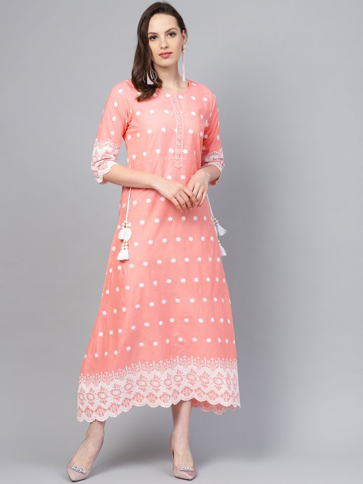 chikankari maxi dress