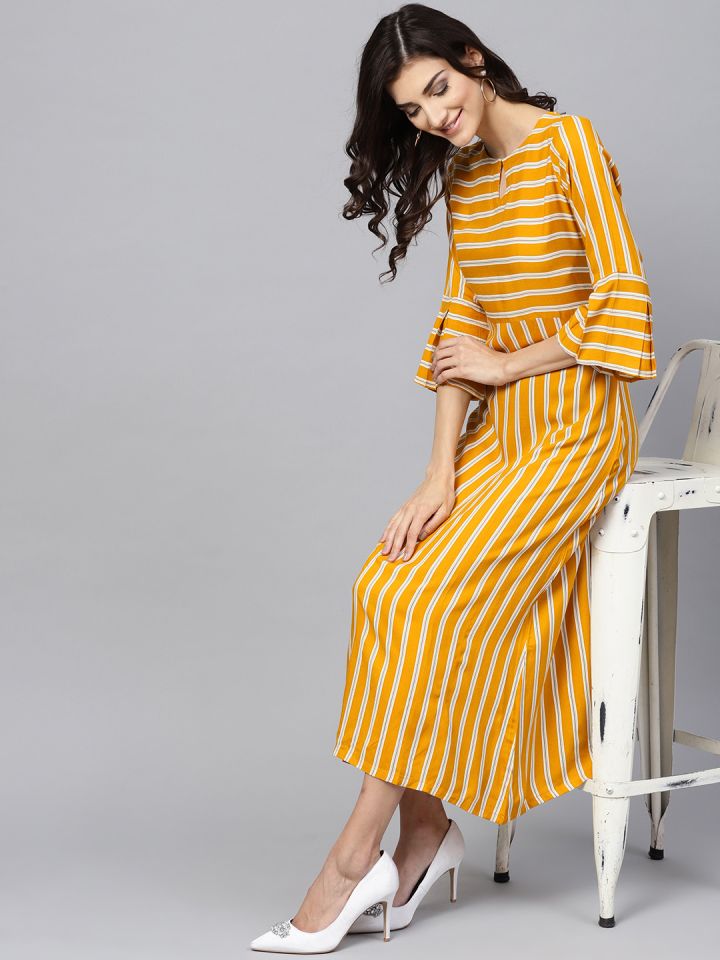 Yellow and white sales striped maxi dress
