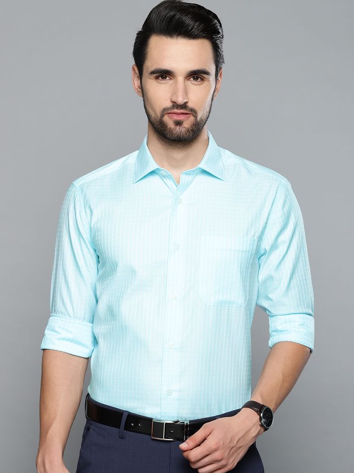 Buy Louis Philippe Permapress Men Blue 