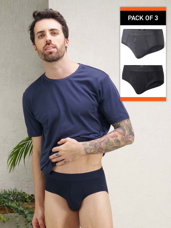Buy online Men Grey Set Of 3 Solid Micro Modal Trunk Briefs from